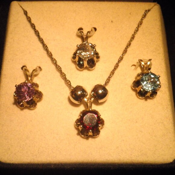 Vintage Sterling Silver Necklace With Four Pendants - Picture 1 of 5